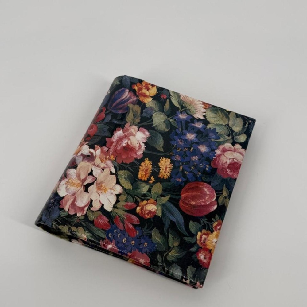 Floral Spiral Notebook Pink Red Yellow Botanical Flower Journal Dark Background
